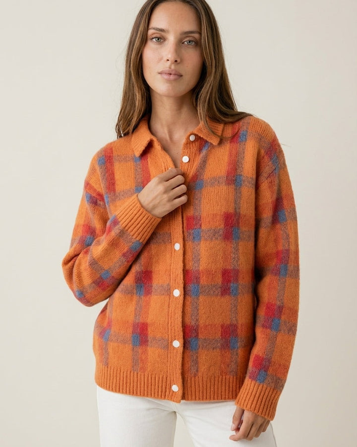 Cardigan Stile Camicia a Quadri