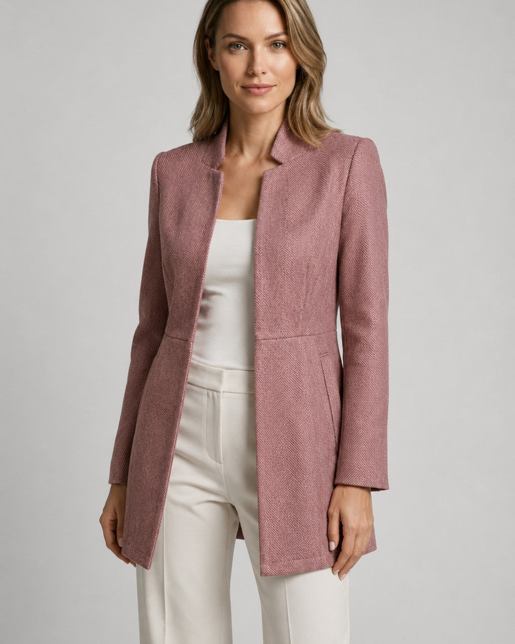 Blazer Strutturato a Collo Alto