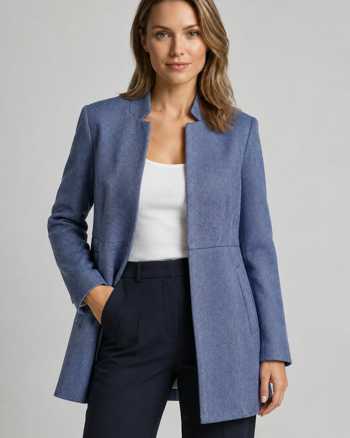 Blazer Strutturato a Collo Alto