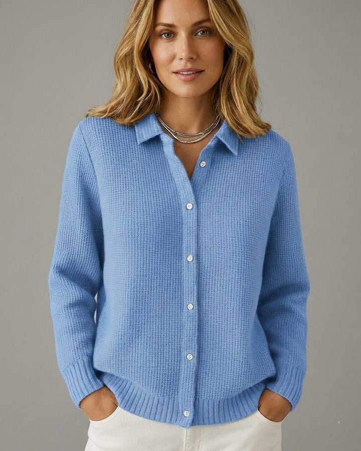 Cardigan Stile Camicia con Bottoni