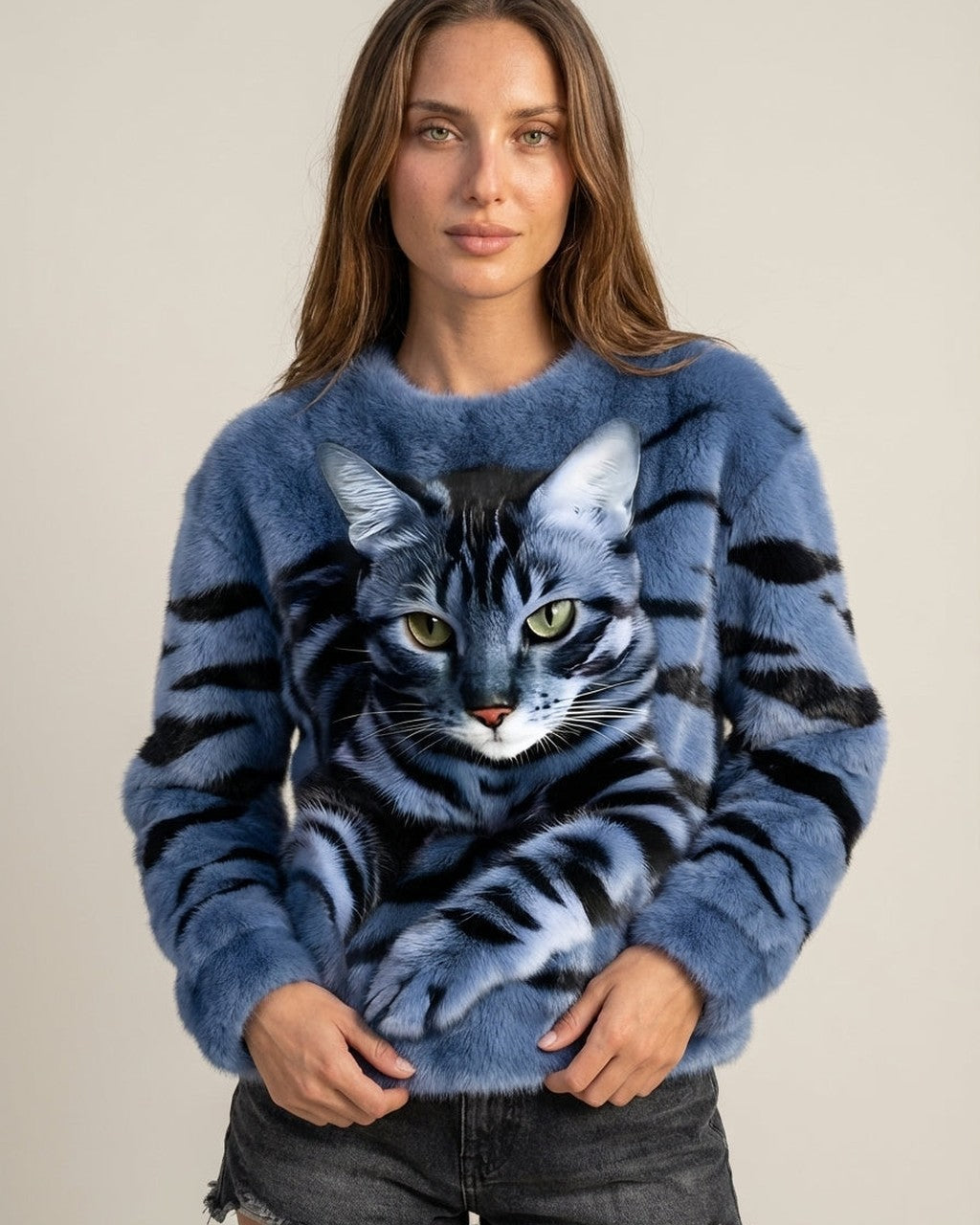Maglione Soffice con Grafica Felina