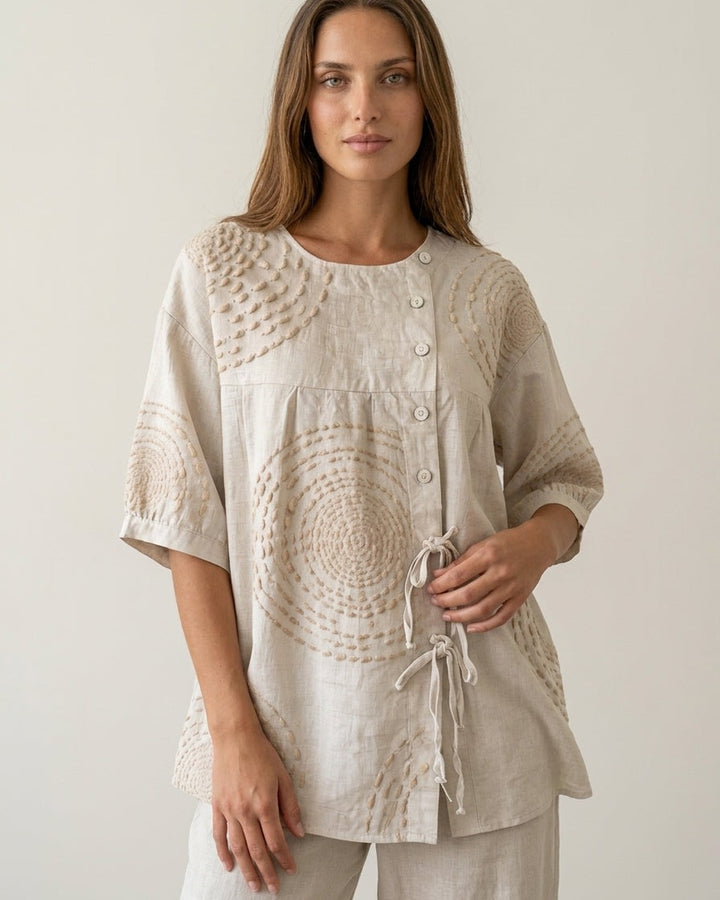 Blusa Ricamata con Chiusura Laterale