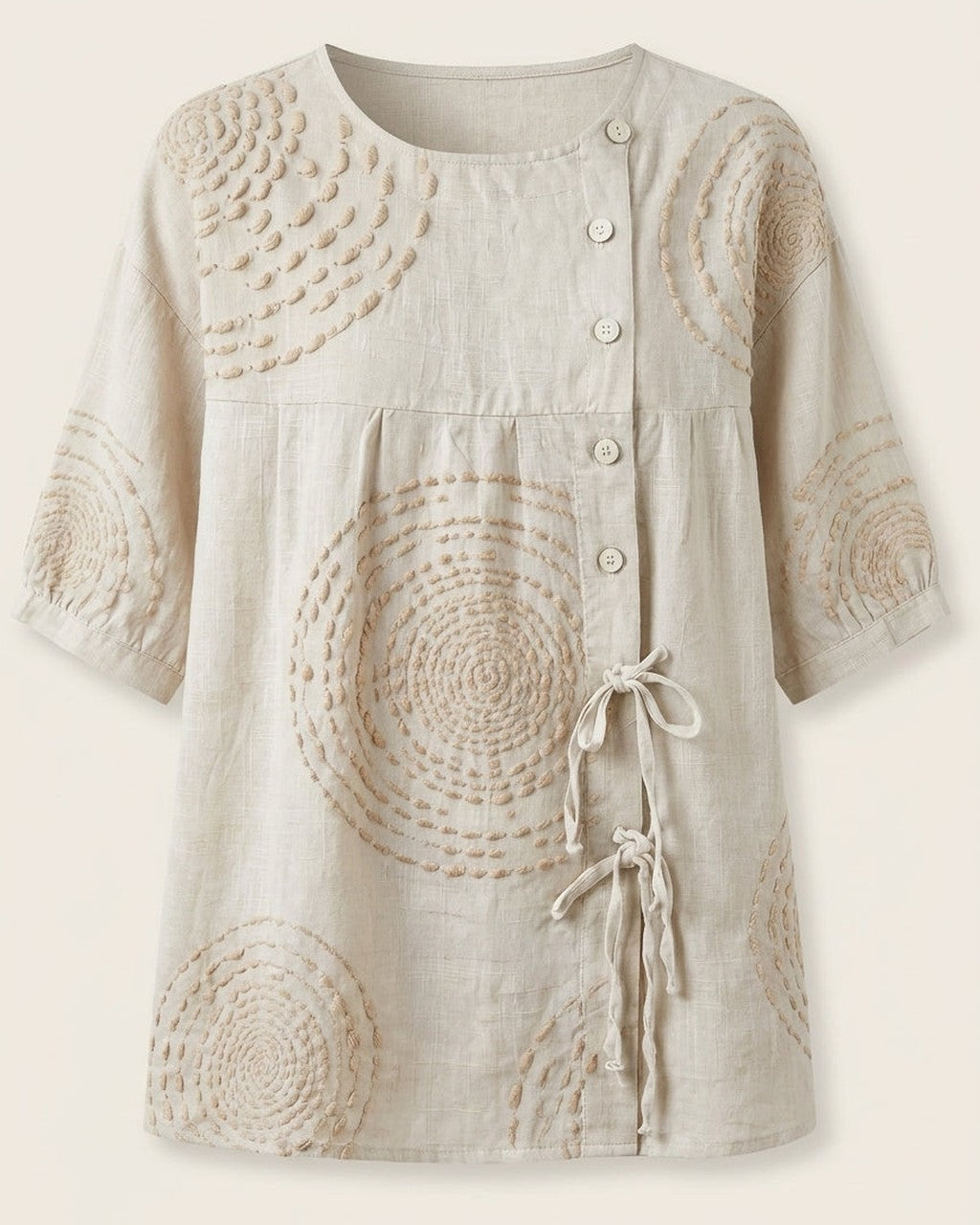 Blusa Ricamata con Chiusura Laterale