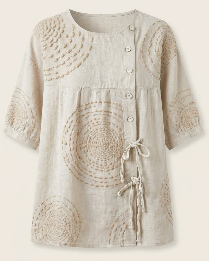 Blusa Ricamata con Chiusura Laterale