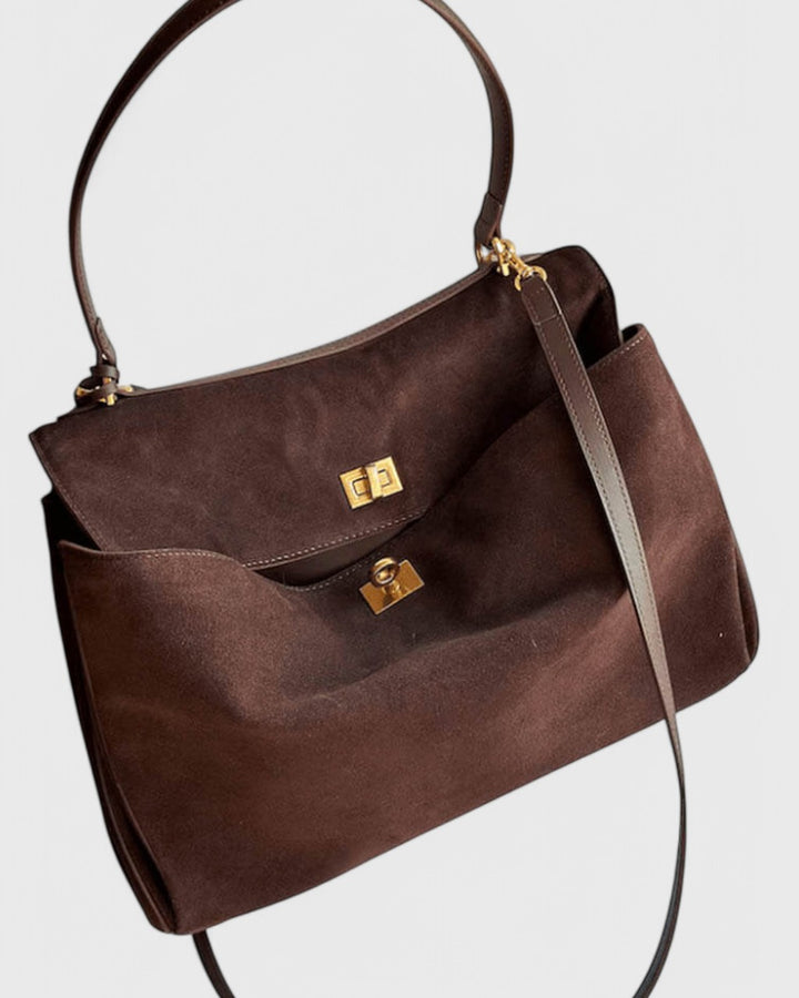 Borsa a Spalla con Chiusura Dorata
