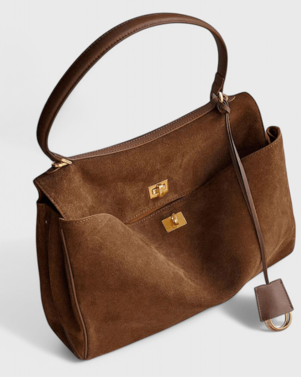 Borsa a Spalla con Chiusura Dorata