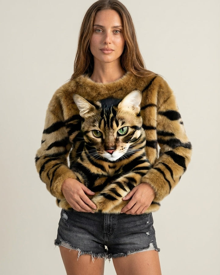 Maglione Soffice con Grafica Felina