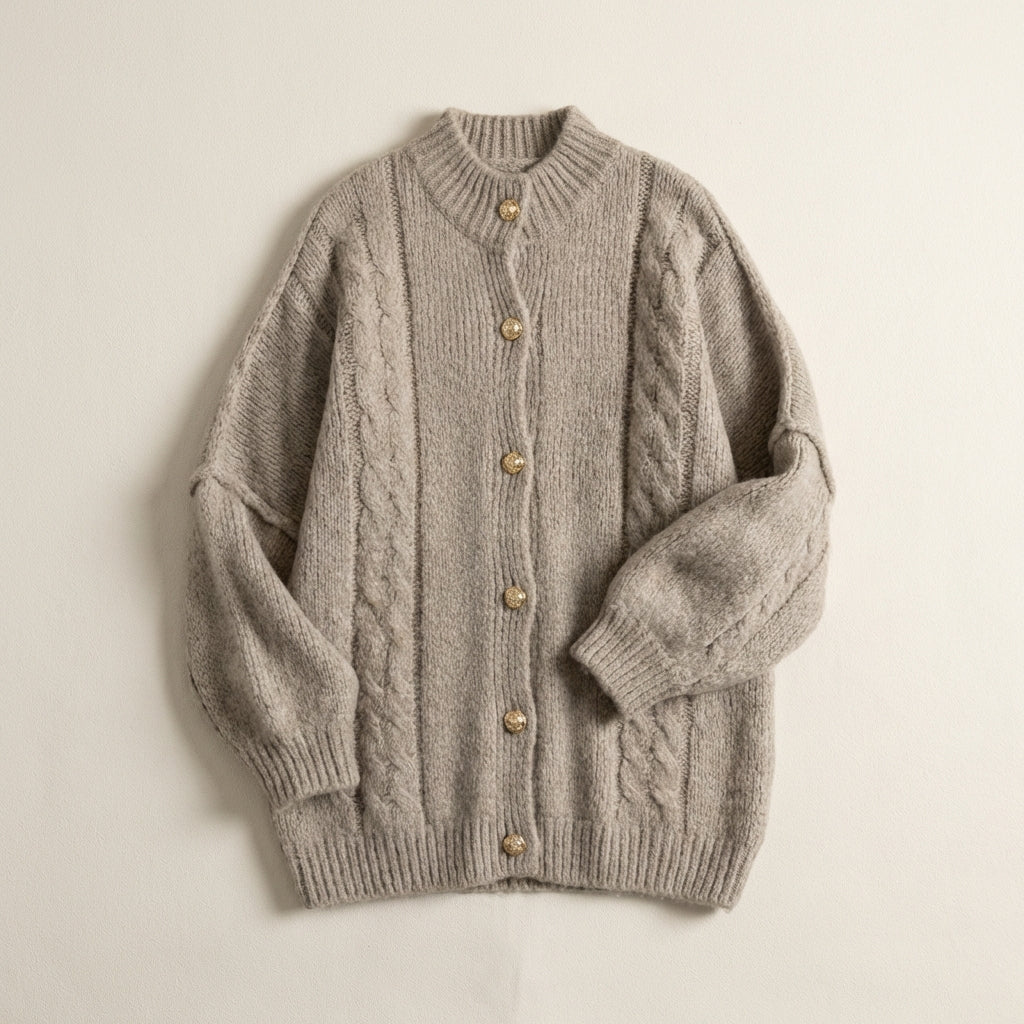 Cardigan Ampio a Collo Alto