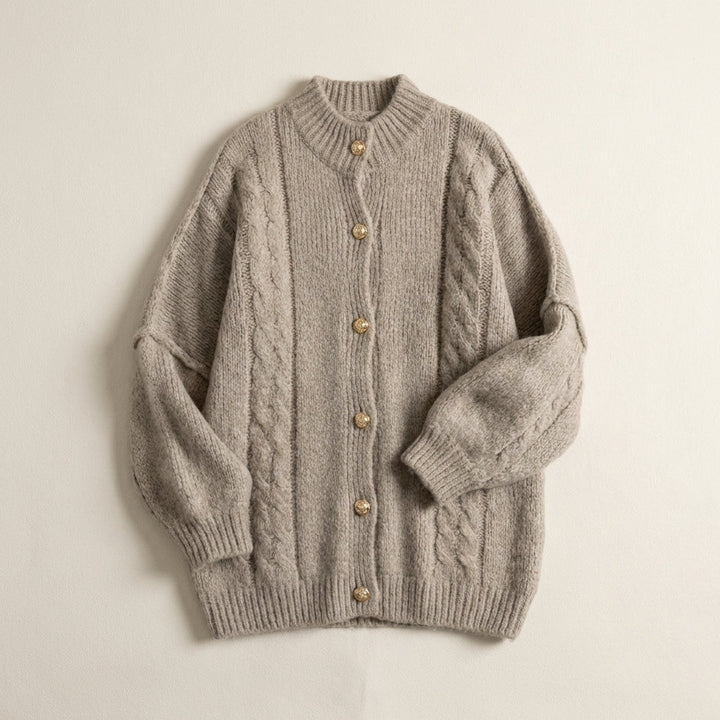 Cardigan Ampio a Collo Alto