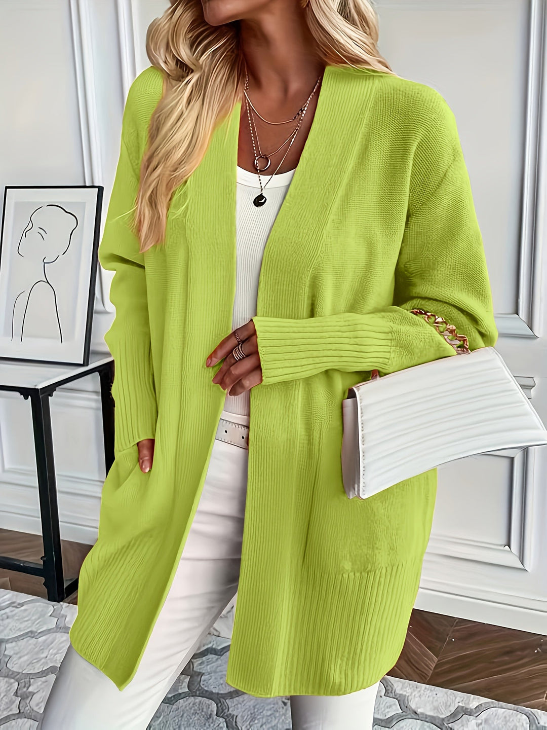 Cardigan Aperto con Tasche