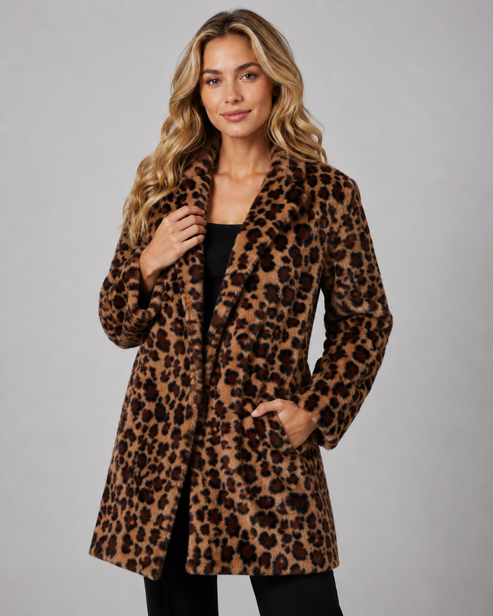 Cappotto Animalier con Collo a Scialle