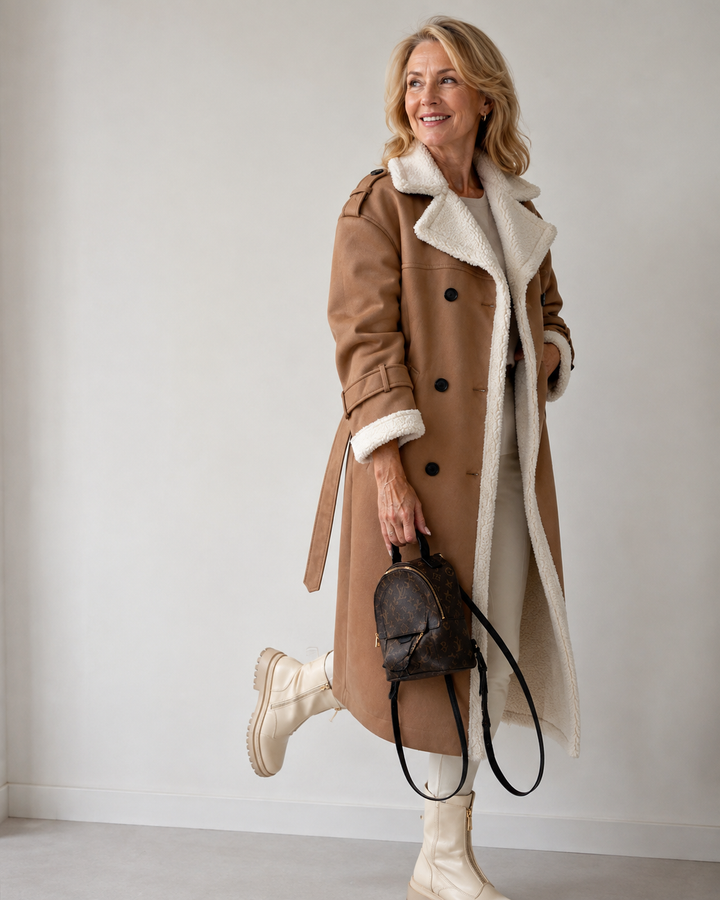 Cappotto con Revers a Contrasto
