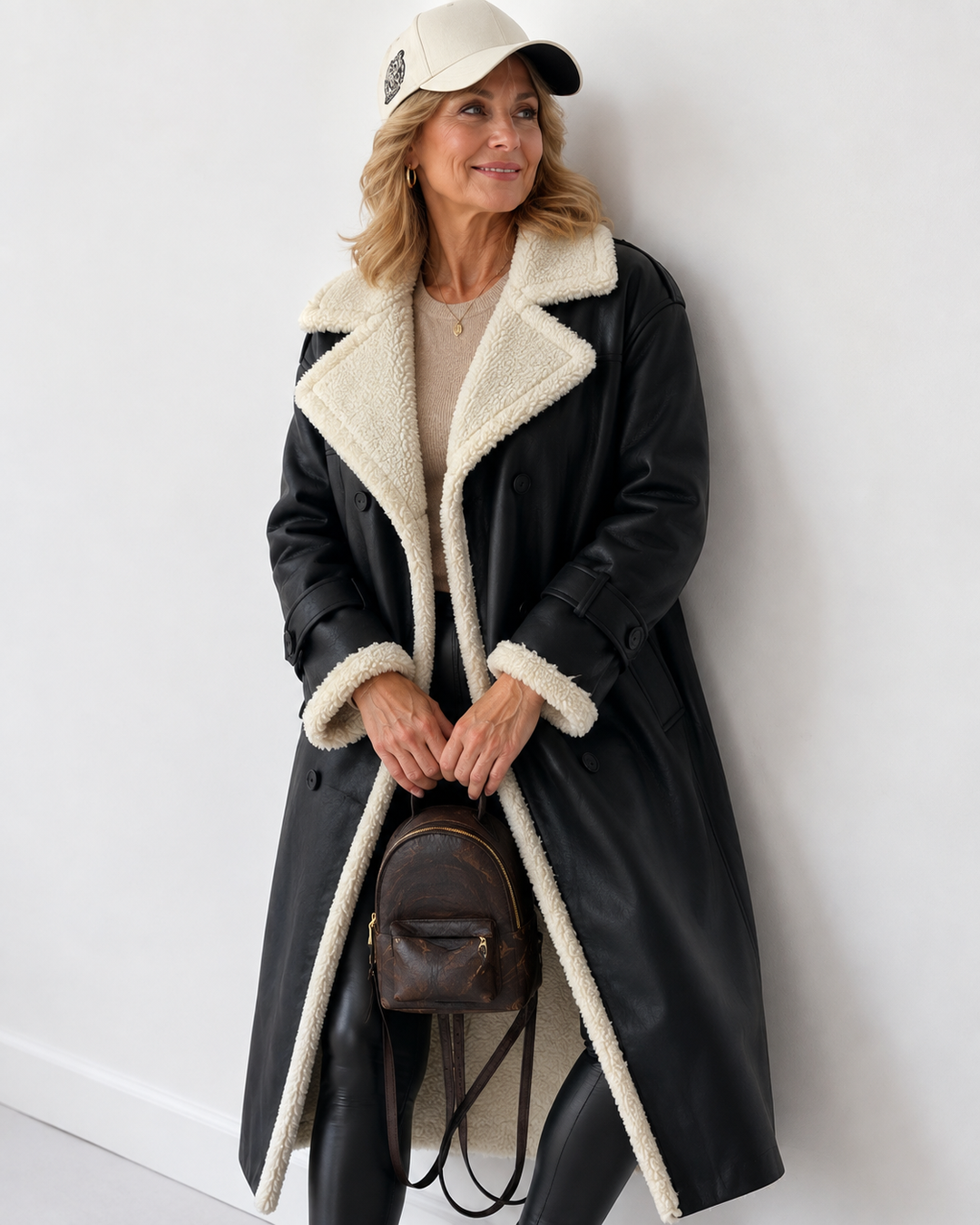Cappotto con Revers a Contrasto