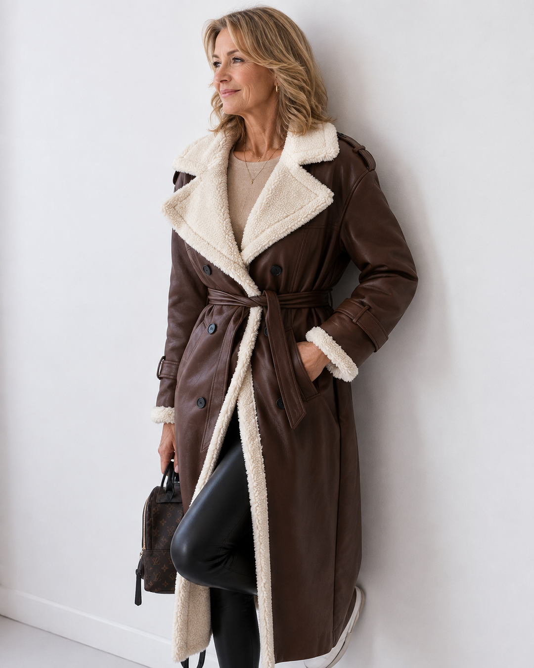Cappotto con Revers a Contrasto