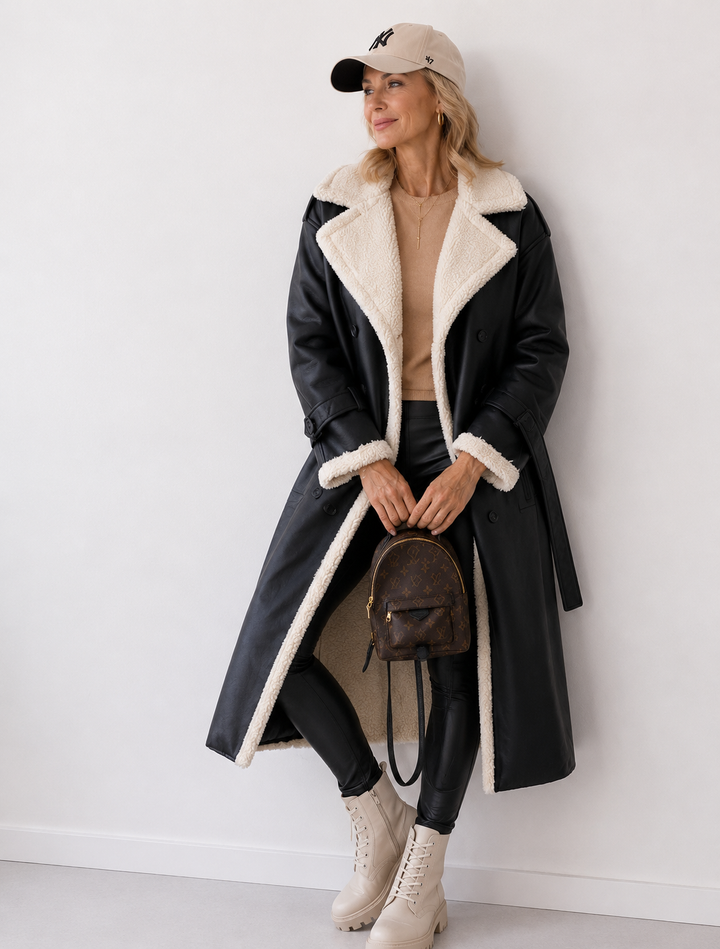 Cappotto con Revers a Contrasto