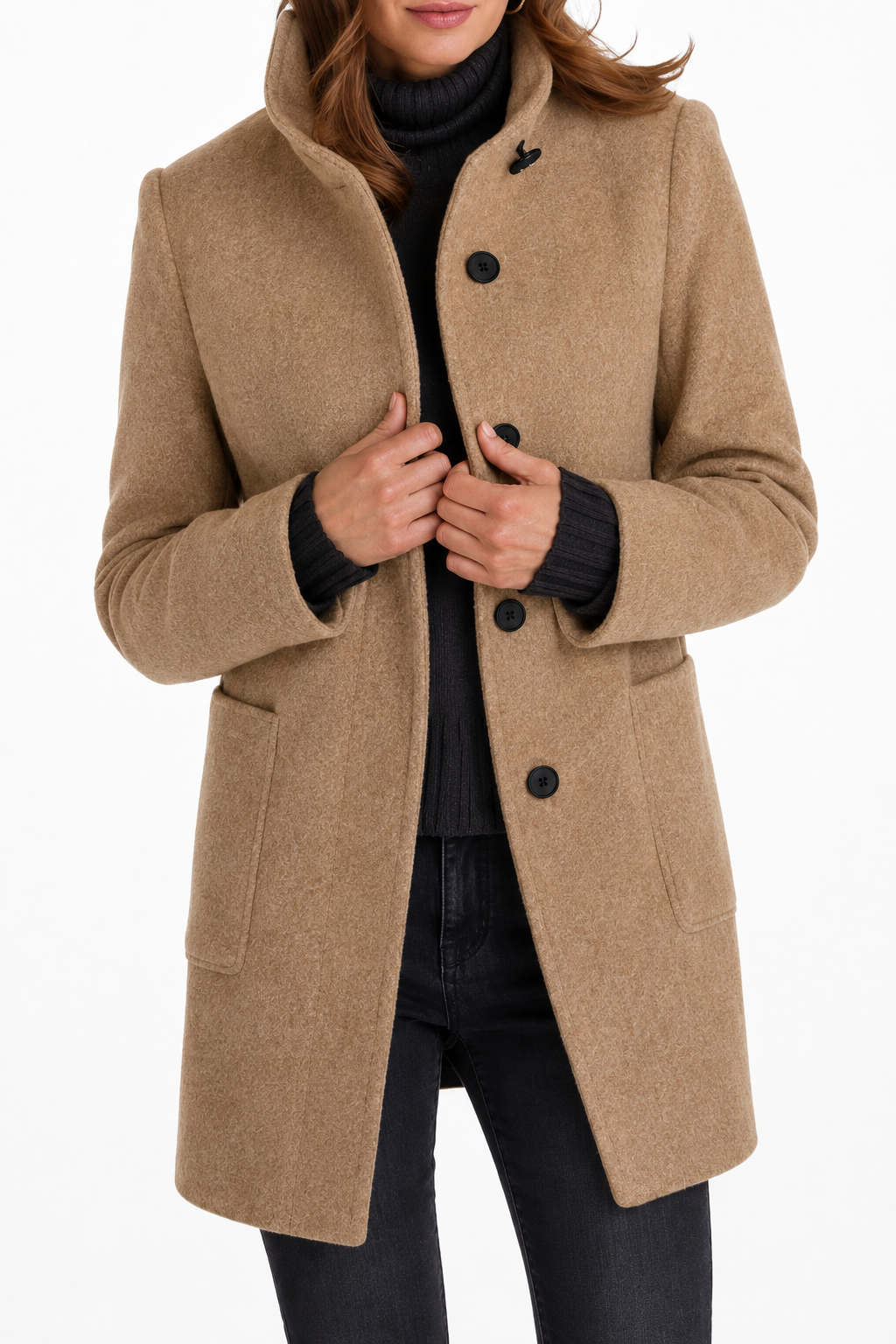 Cappotto Dritto con Collo Alto