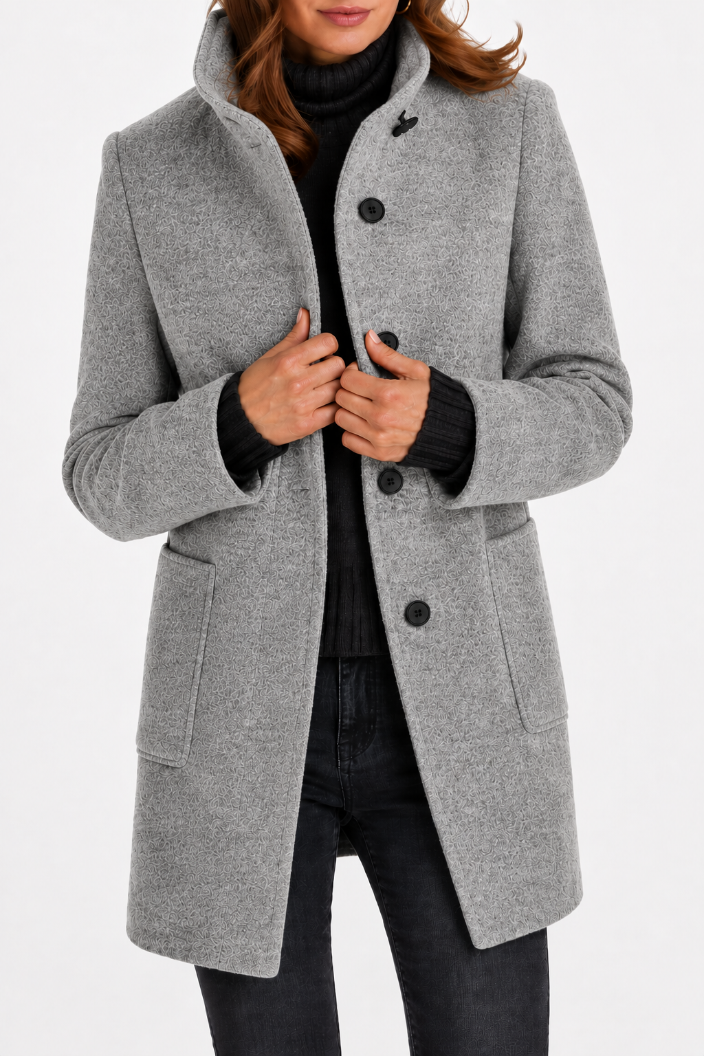 Cappotto Dritto con Collo Alto