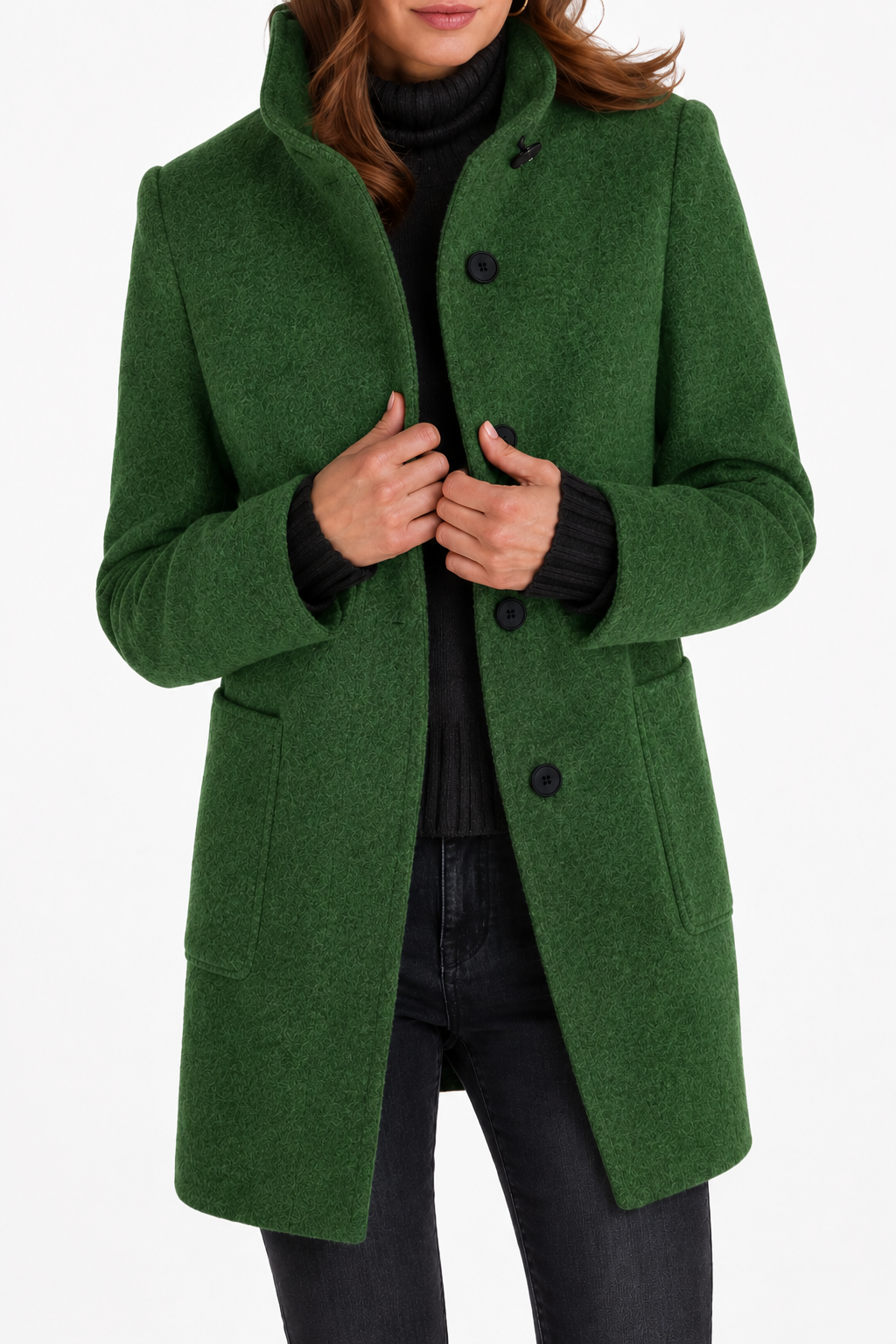 Cappotto Dritto con Collo Alto