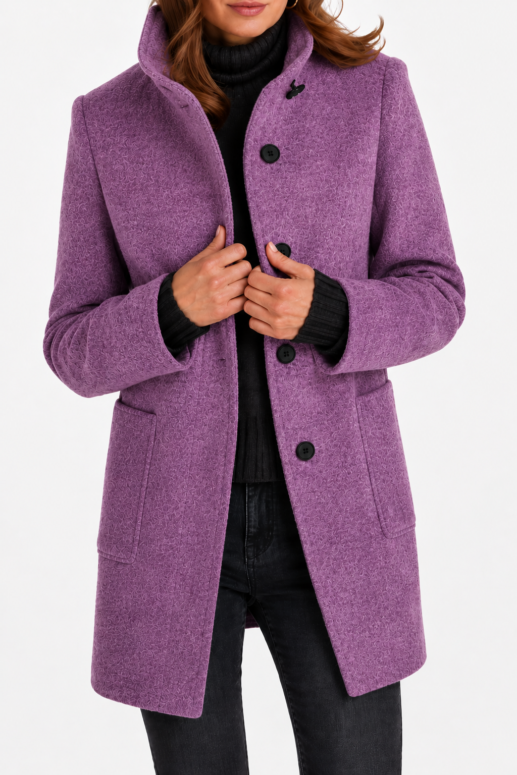 Cappotto Dritto con Collo Alto