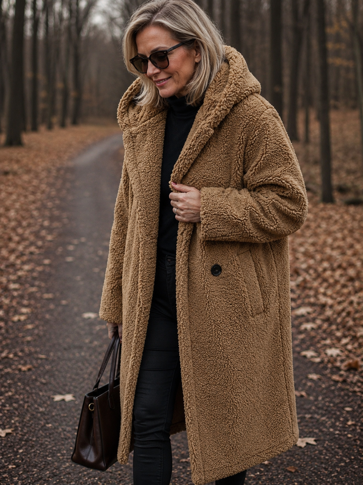 Cappotto Lungo Morbido con Cappuccio