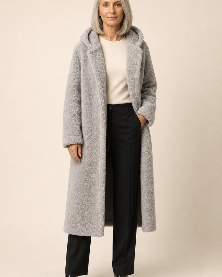 Cappotto Lungo Morbido con Cappuccio