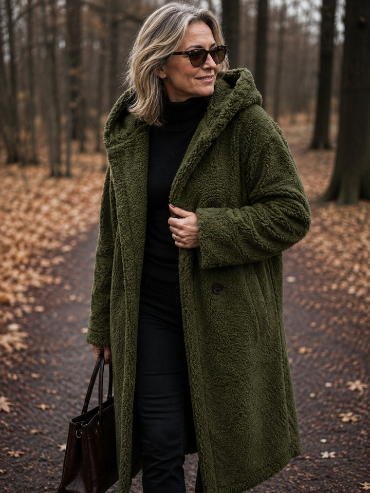 Cappotto Lungo Morbido con Cappuccio
