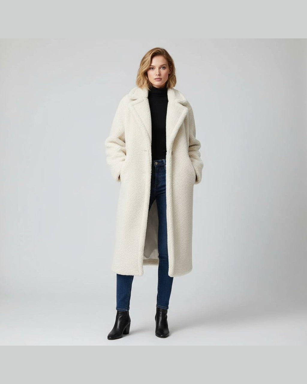 Cappotto Lungo Soffice con Revers