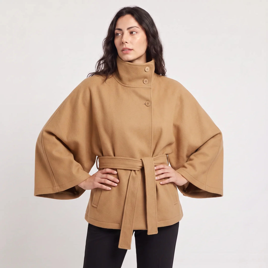 Cappotto Stile Mantella con Cintura