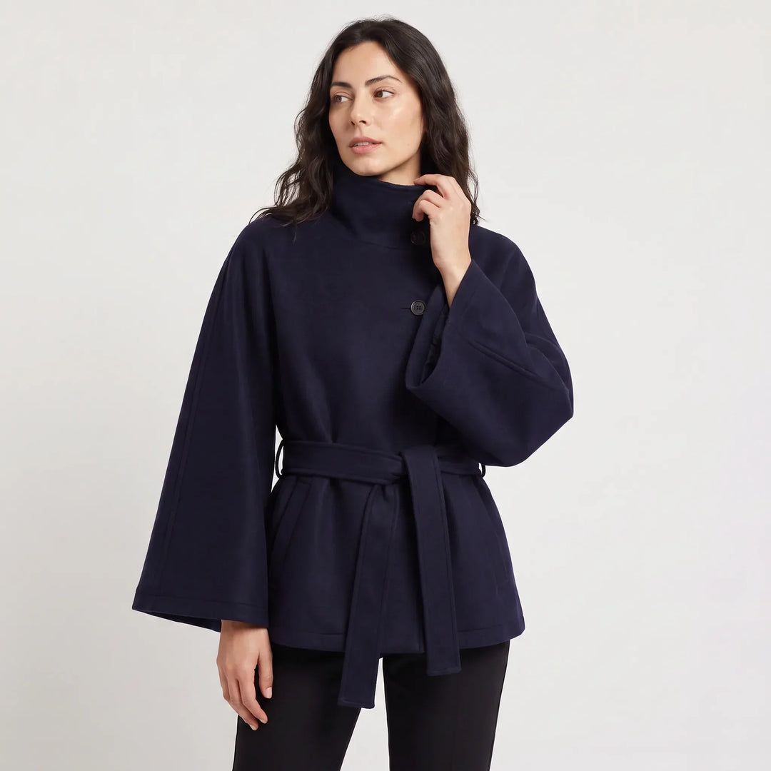 Cappotto Stile Mantella con Cintura