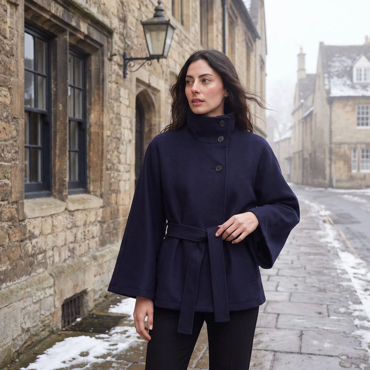 Cappotto Stile Mantella con Cintura