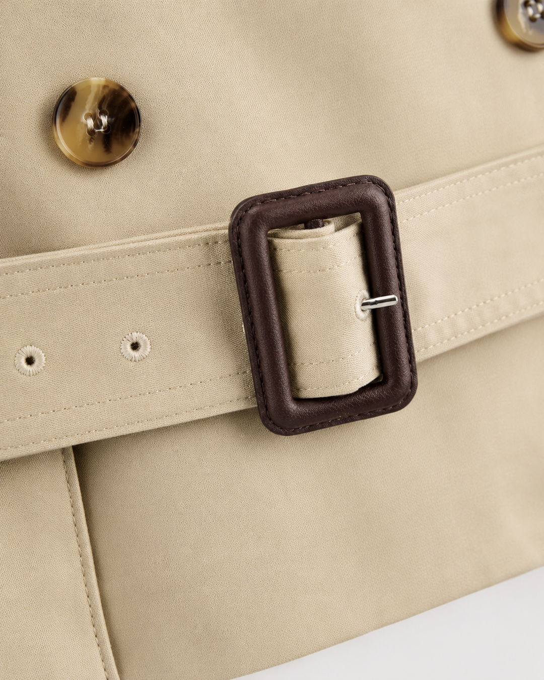Cappotto Trench Corto con Collo Alto
