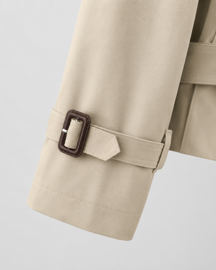Cappotto Trench Corto con Collo Alto