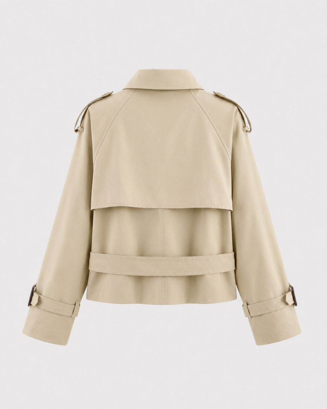 Cappotto Trench Corto con Collo Alto