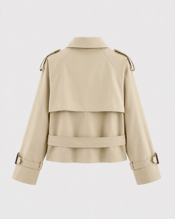 Cappotto Trench Corto con Collo Alto