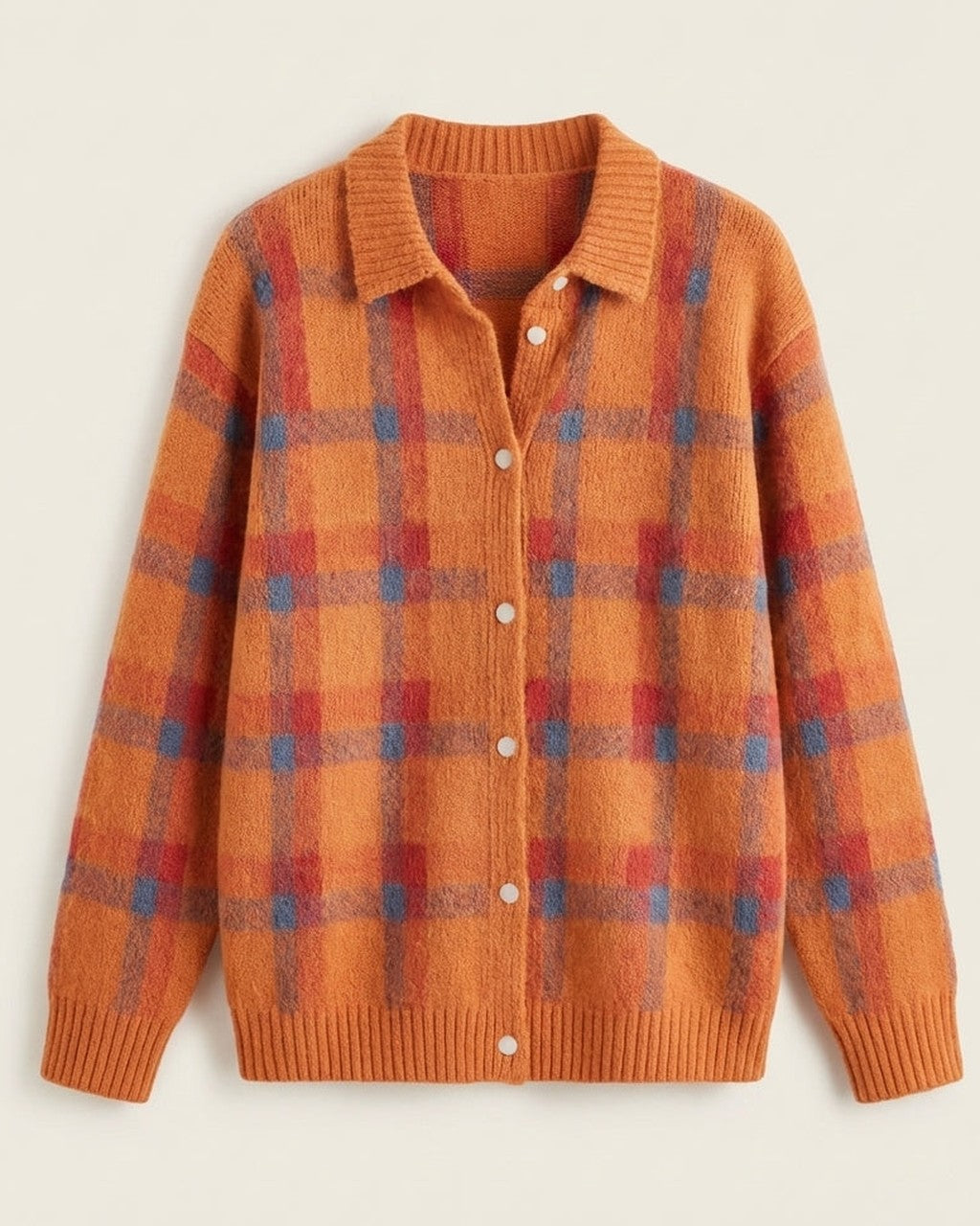 Cardigan Stile Camicia a Quadri