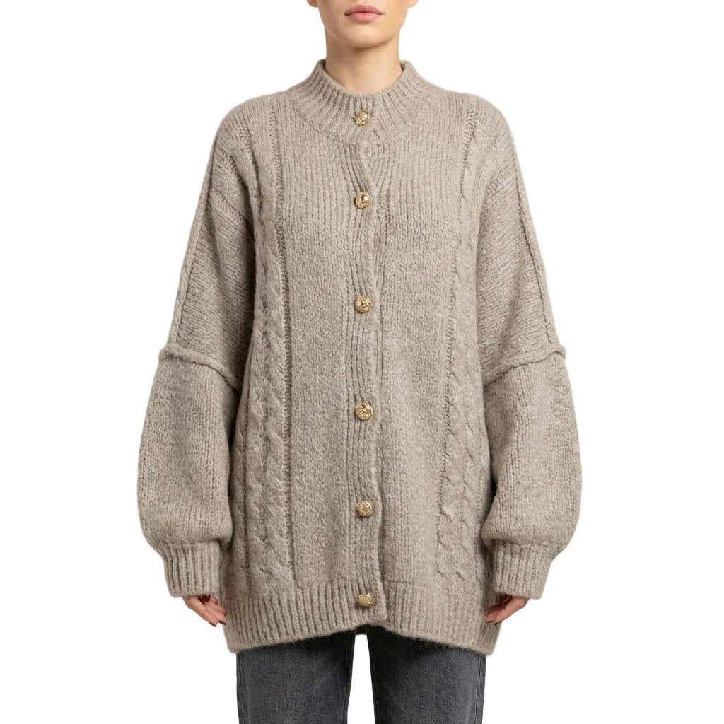 Cardigan Ampio a Collo Alto