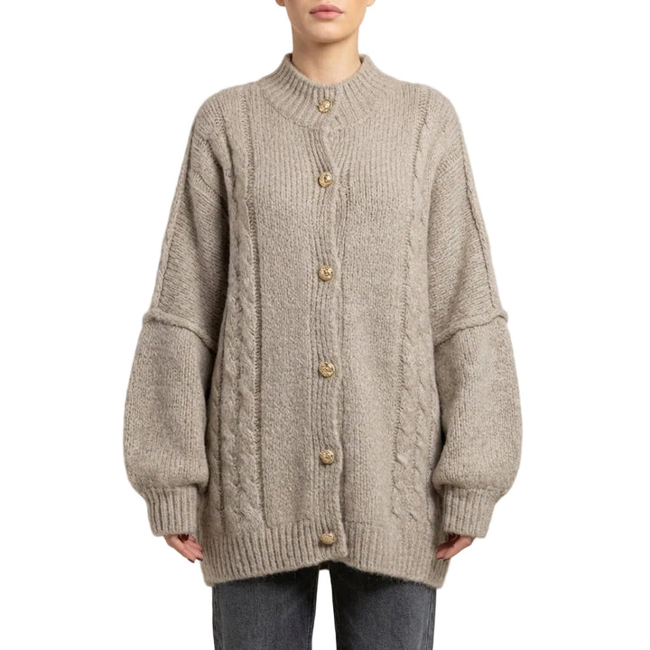 Cardigan Ampio a Collo Alto