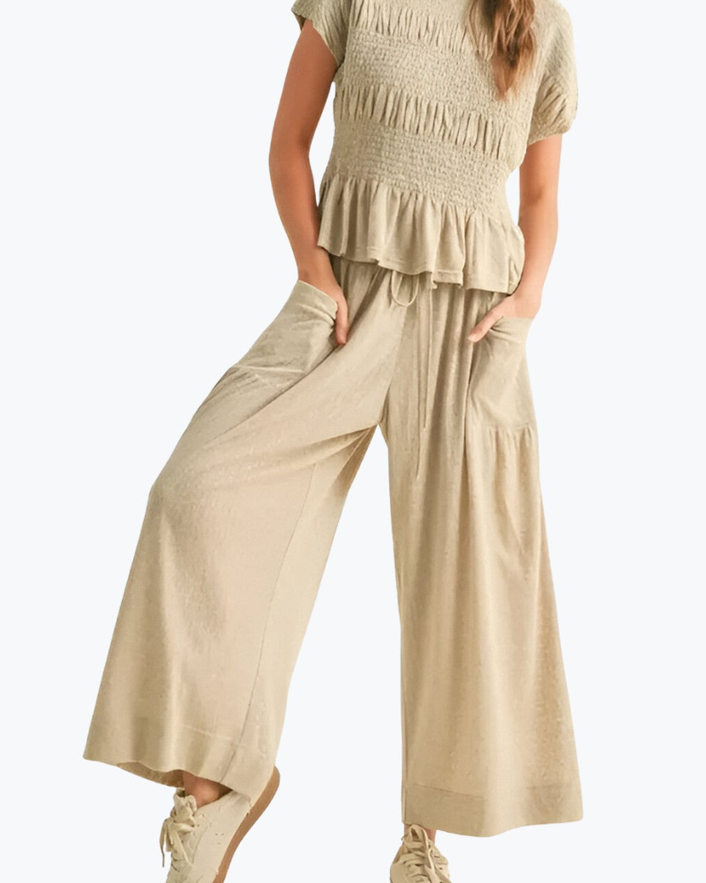 Completo con Top Arricciato e Pantalone