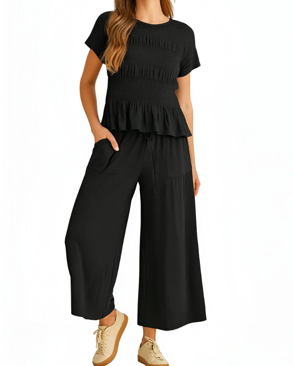 Completo con Top Arricciato e Pantalone