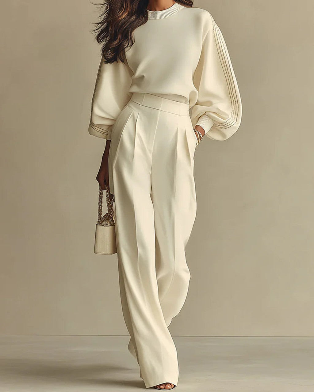Completo Elegante con Maniche a Sbuffo