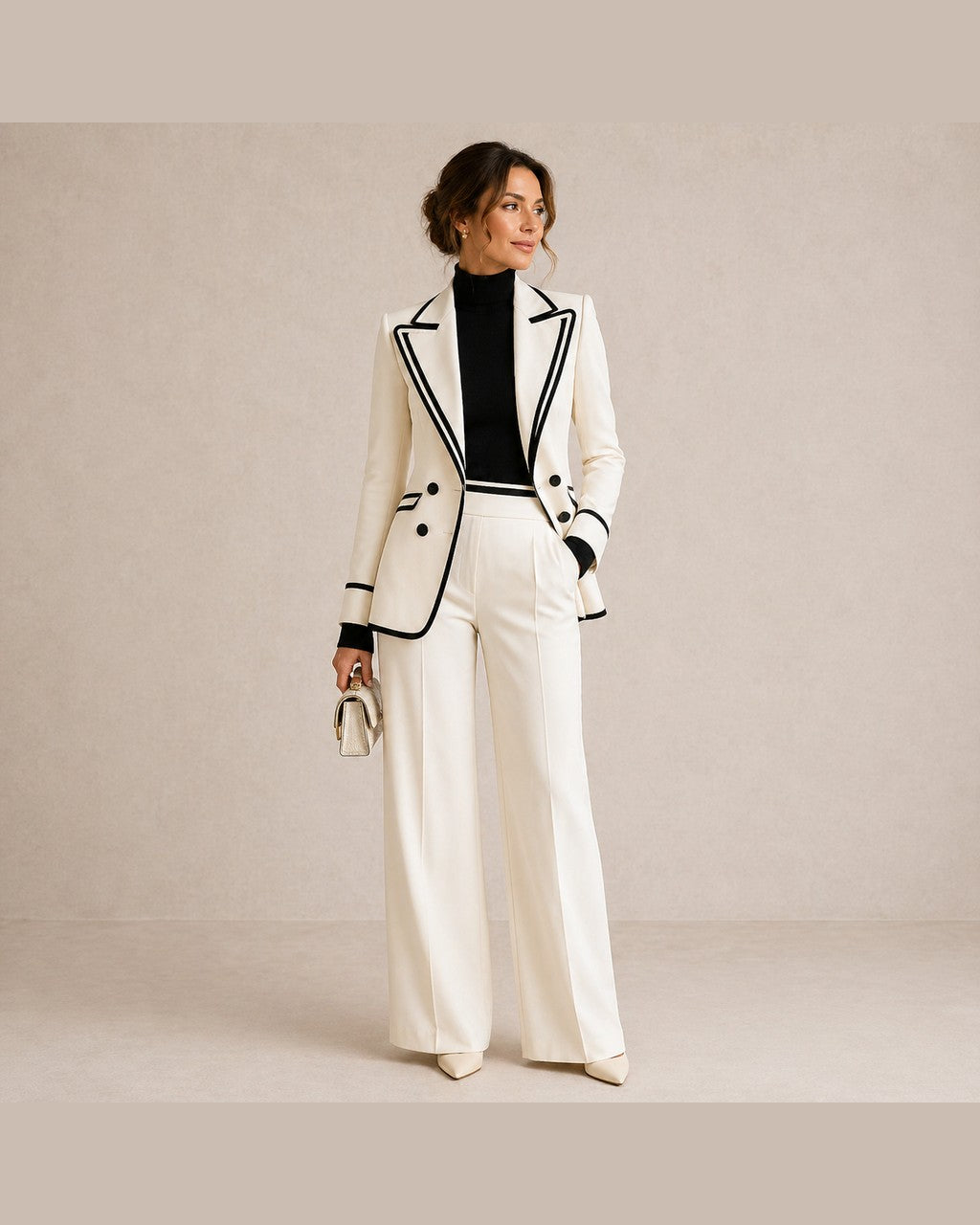 Completo Elegante con Profili a Contrasto