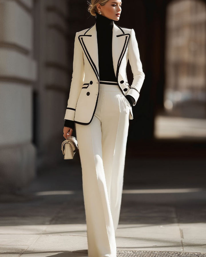Completo Elegante con Profili a Contrasto