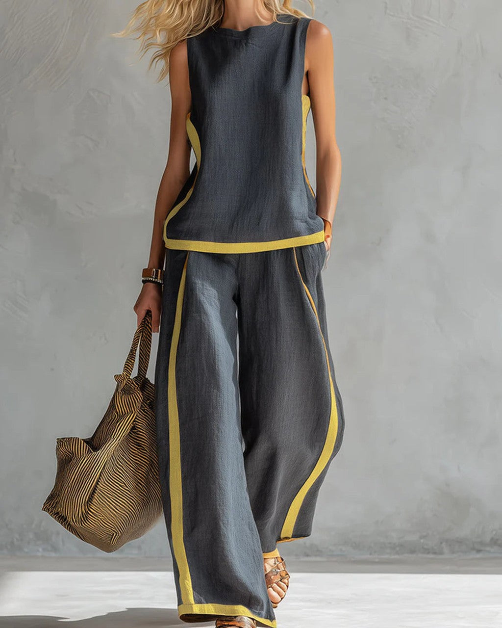Completo Pantalone Largo Bicolore