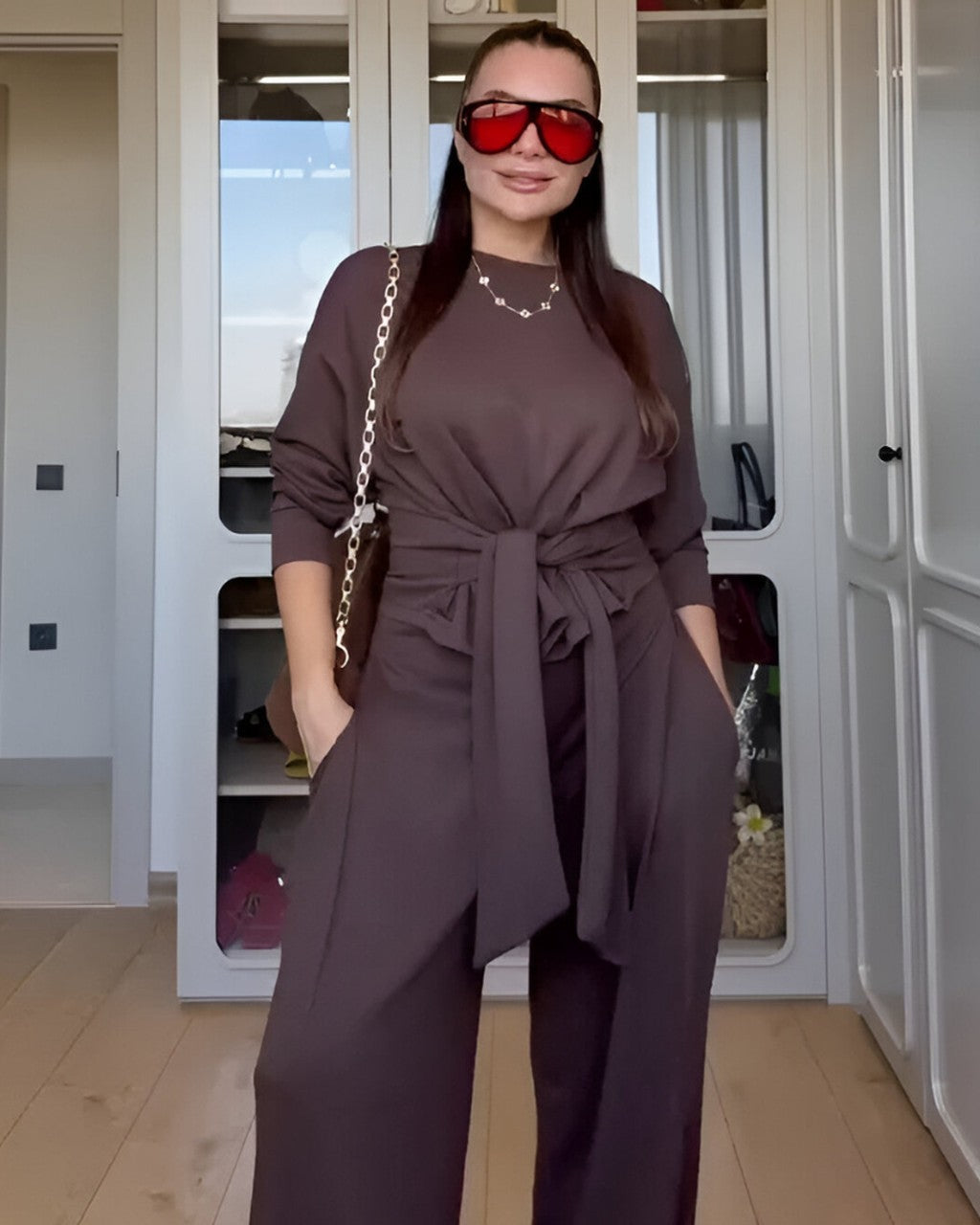 Completo Pantalone Palazzo con Nodo