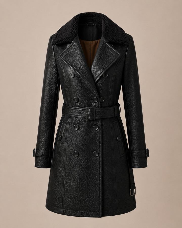 Cappotto Avvitato con Collo a Contrasto
