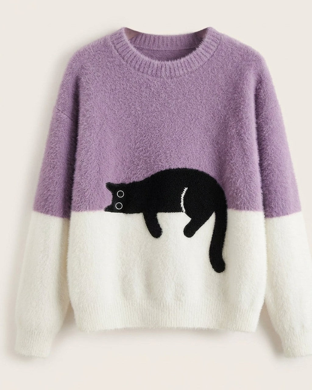 Felpa Morbida con Grafica Gatto