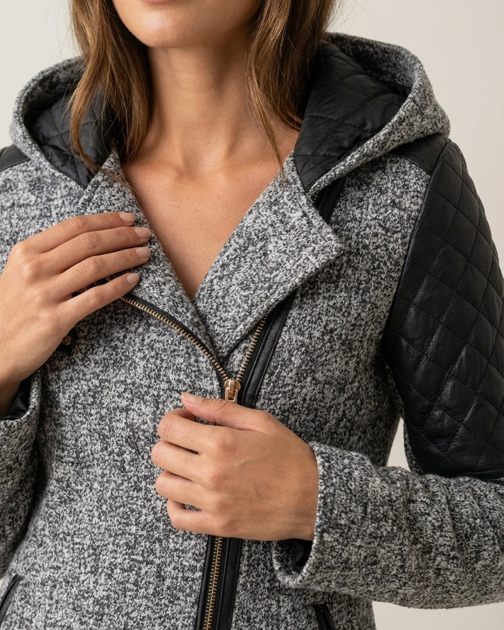Giacca Avvitata con Zip Asimmetrica