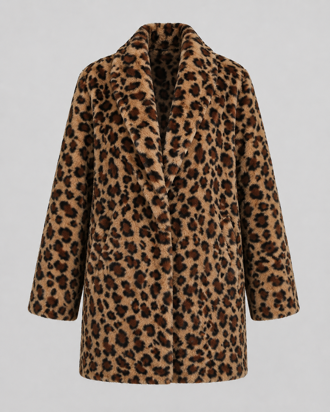Cappotto Animalier con Collo a Scialle