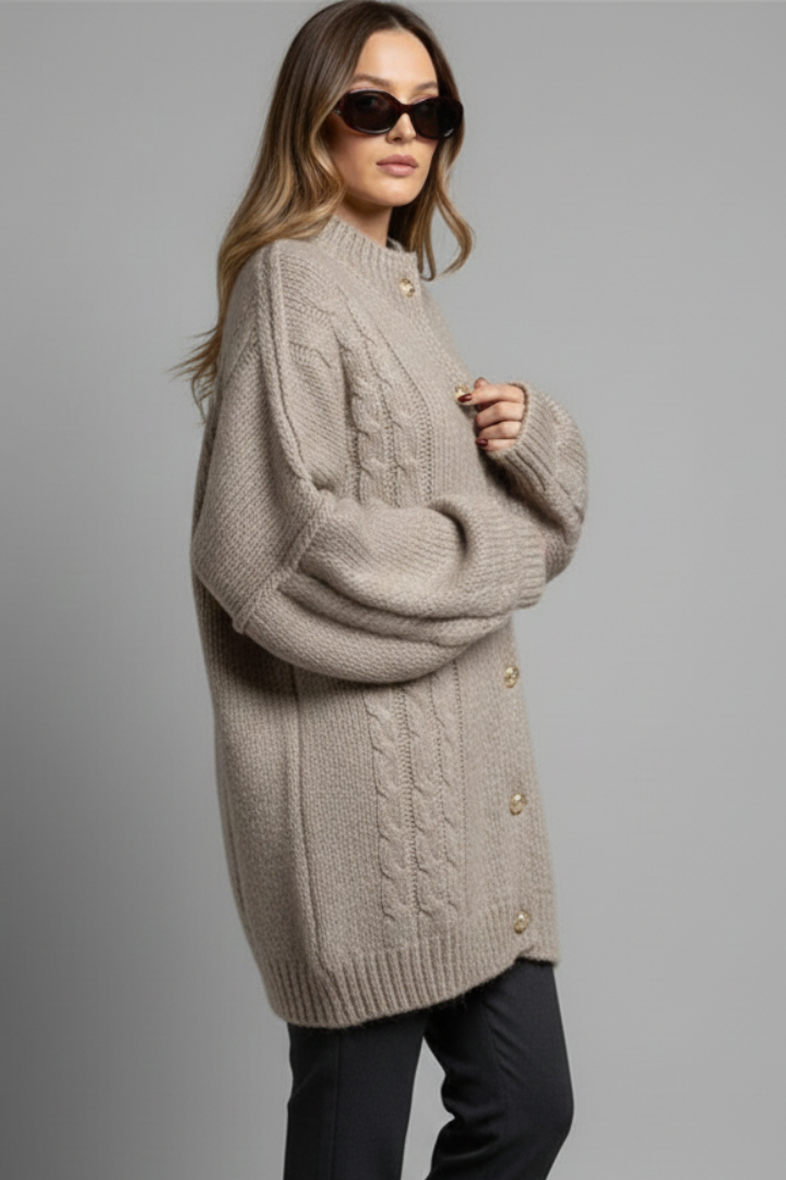 Cardigan Ampio a Collo Alto
