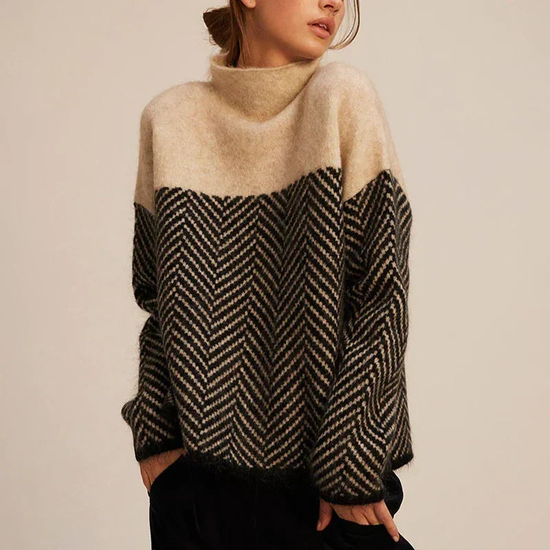 Maglione Grafico a Collo Alto
